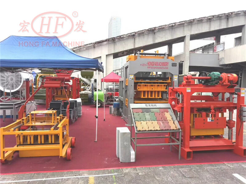 Hongfa concrete block machines at Canton Fair